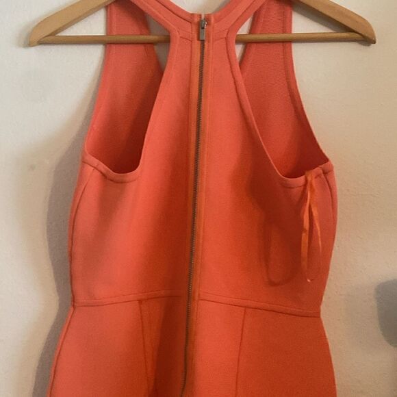 NWT BCBGMAXAZRIA Tangelo Orange Peach Bandage Bodycon T-Back Dress - Picture 9 of 11
